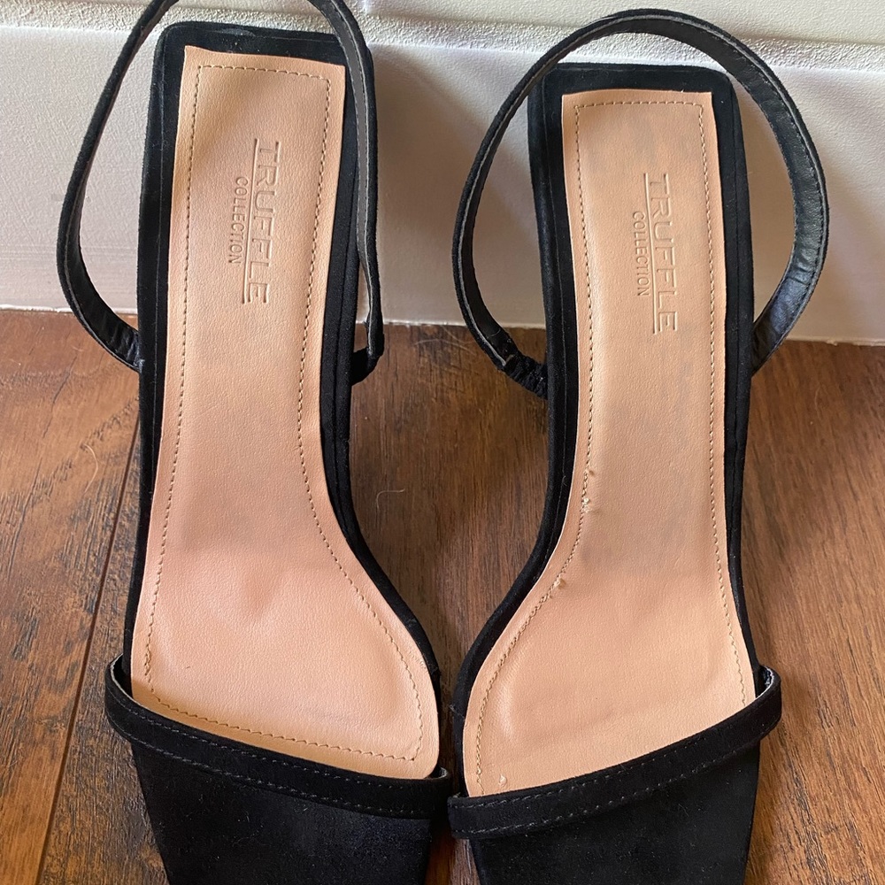 Truffle collection square front sling back black heels